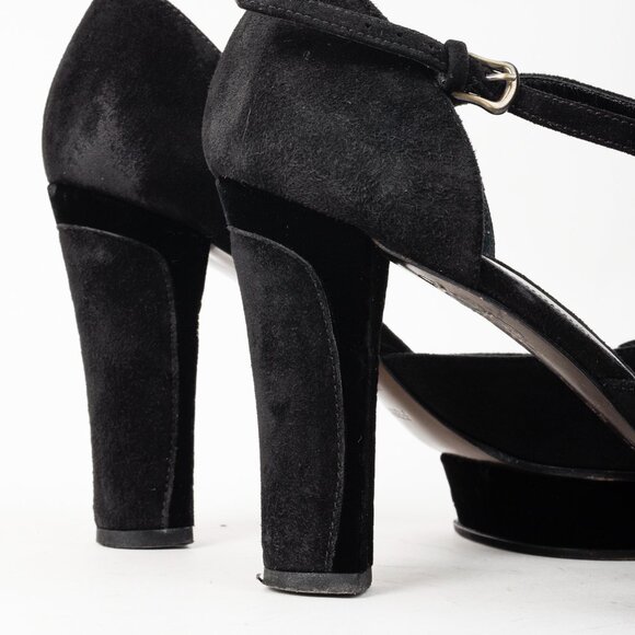 Fendi Vintage Icon Black Suede Velvet Buckle Platforms - Picture 9 of 11